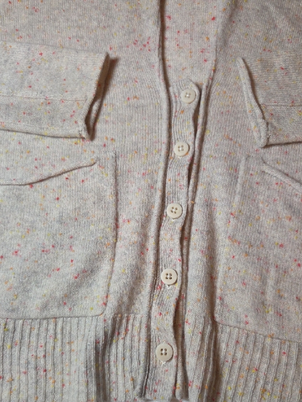 Inhabit /100% Cashimere Beige Speckled Button-Front Cardigan,,sz S. - Picture 3 of 7